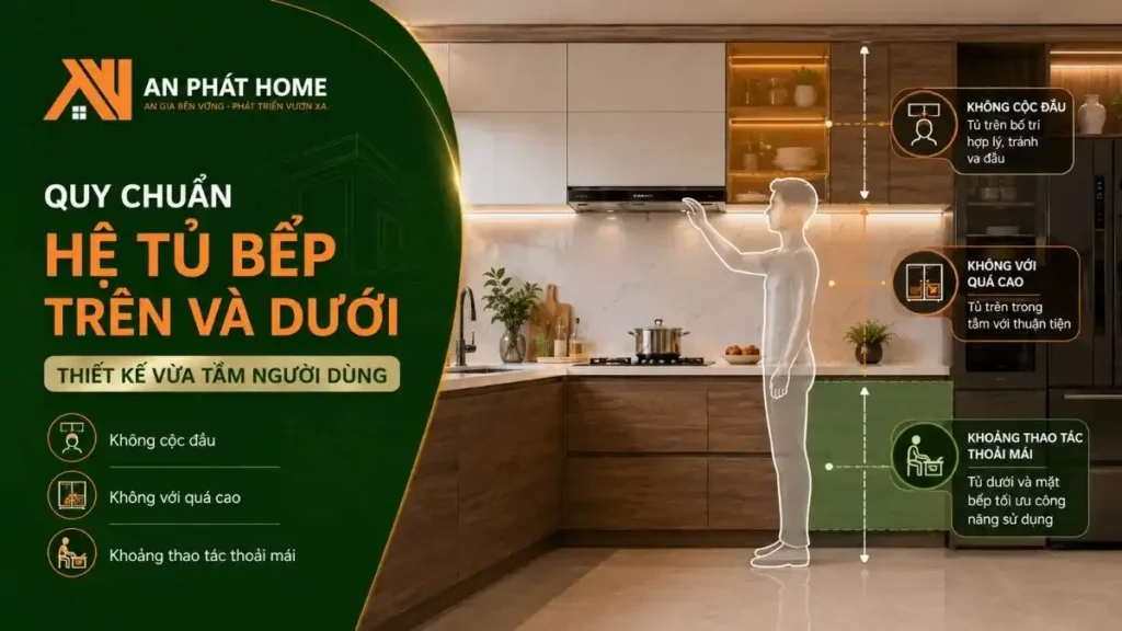 Quy chuẩn hệ tủ bếp trên và dưới bạn cần lưu ý