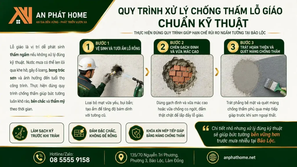 Quy trình chống thấm lỗ giáo chuẩn của An Phát Home