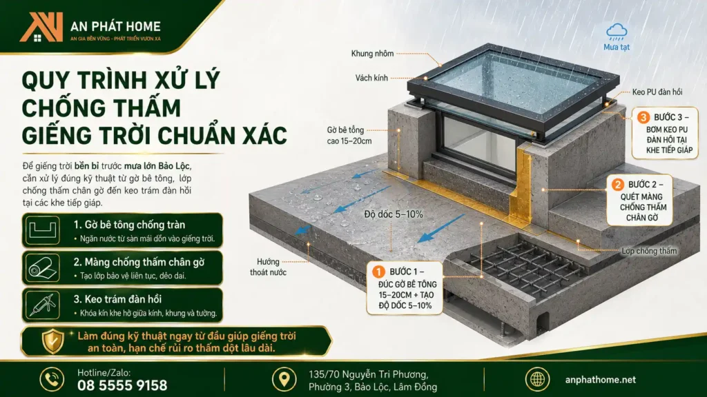 Quy trình xử lý chống thấm cho giếng trời của An Phát Home