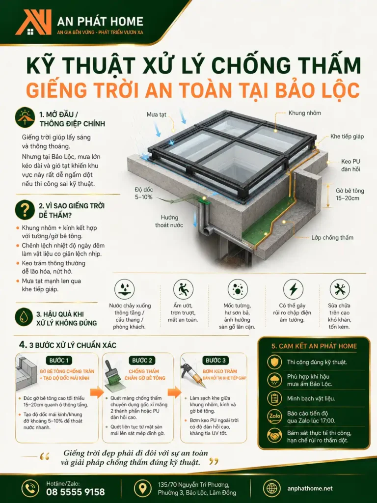 Sơ lược kỹ thuật chống thấm giếng trời được áp dụng tại An Phát Home