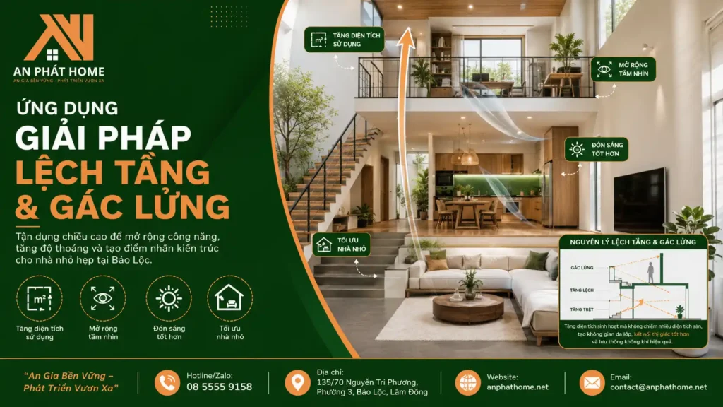 Sử dụng gác lửng là phương án thông minh để tạo không gian mở