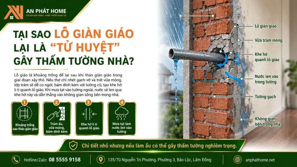 Tại sao lỗ giáo lại là nơi gây thấm nhà nhưng ít được chú ý