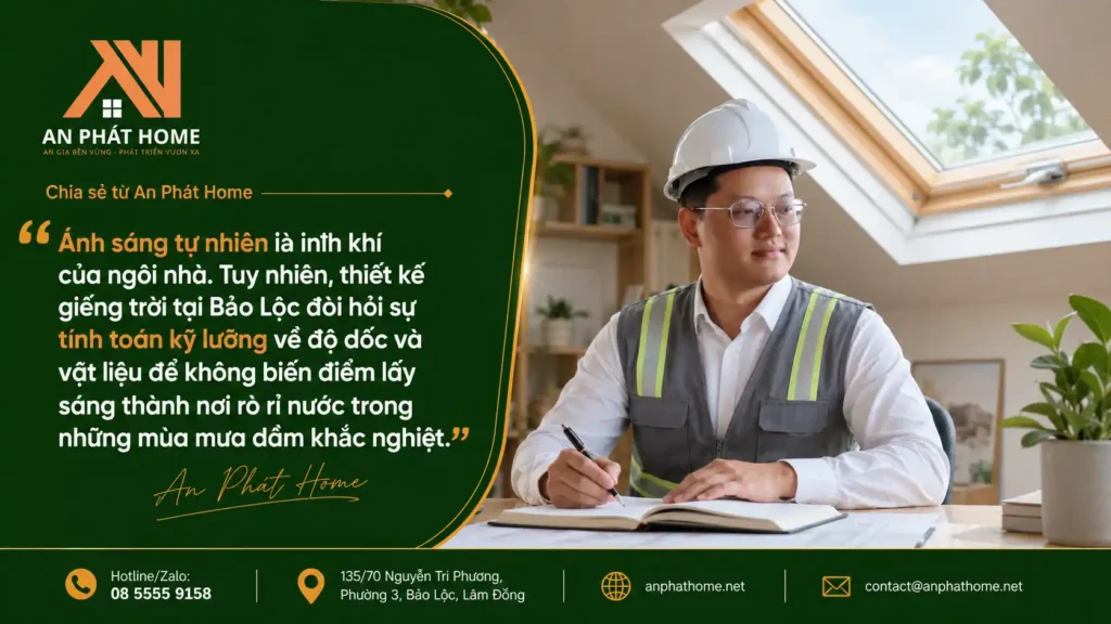 Thiết kế giếng trời tại Bảo Lộc luôn là một thách thức khó đói với kỹ sư xây dựng
