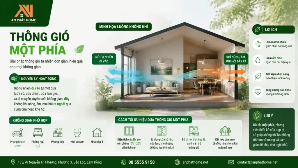 Thông gió một phía là một cách thức thông gió tự nhiên phổ biến