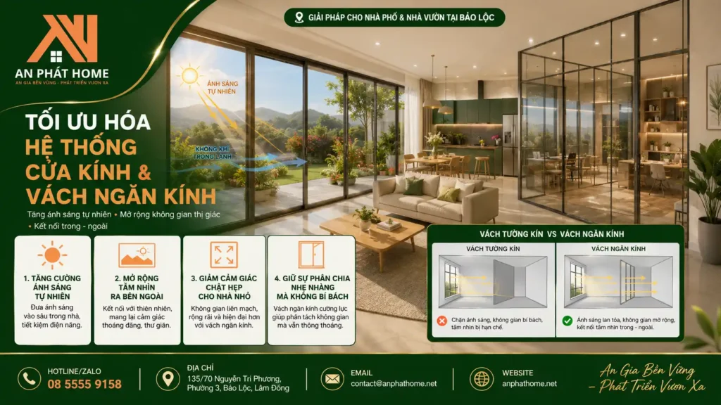 Tối ưu hệ thống kính trong nhà giúp không gian cảm giác rộng hơn