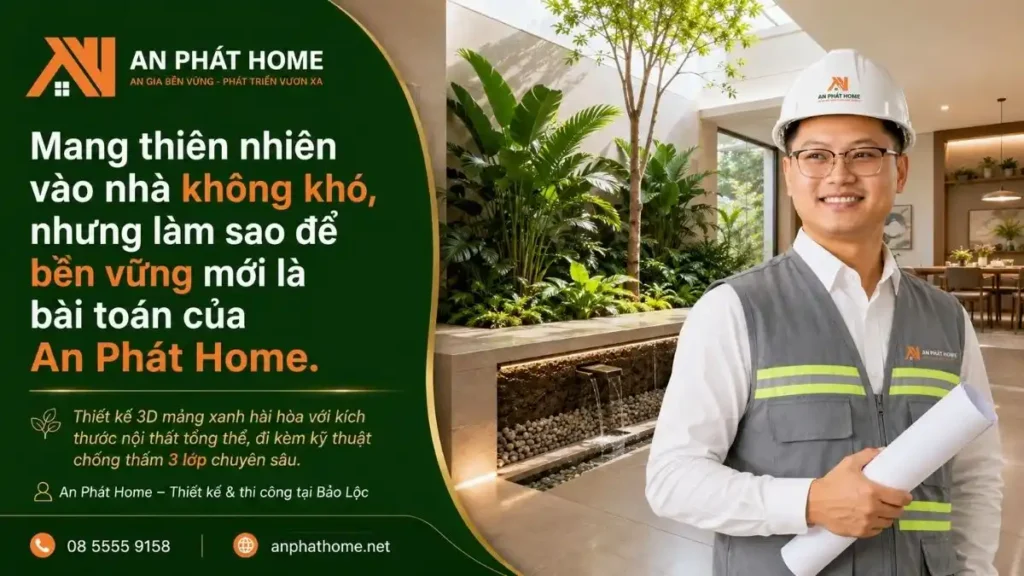 Tối ưu mảng xanh trong nhà là một những ưu tiên của An Phát Home cho những chủ nhà thích thiên nhiên