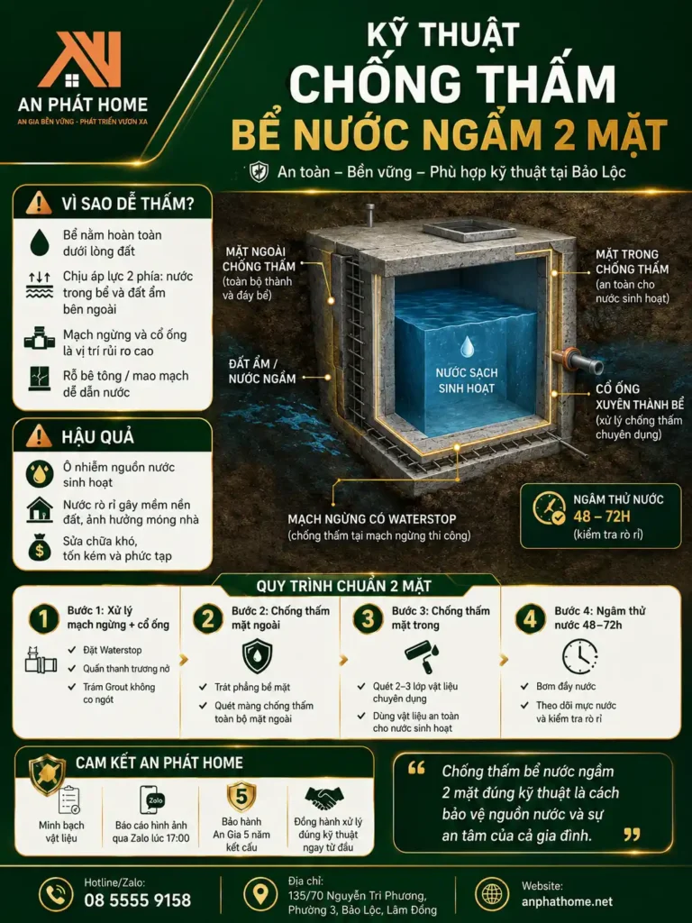 Tổng quát về kỹ thuật chống thấm bể nước ngầm cùa An Phát Home