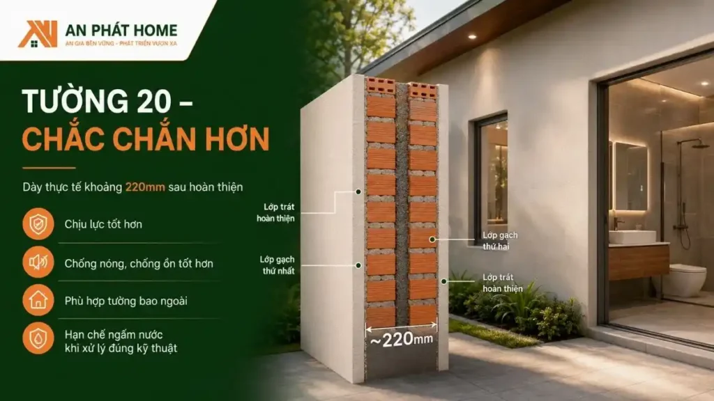 Tường 20 cho các bức tường chính, cần sự chắc chắn