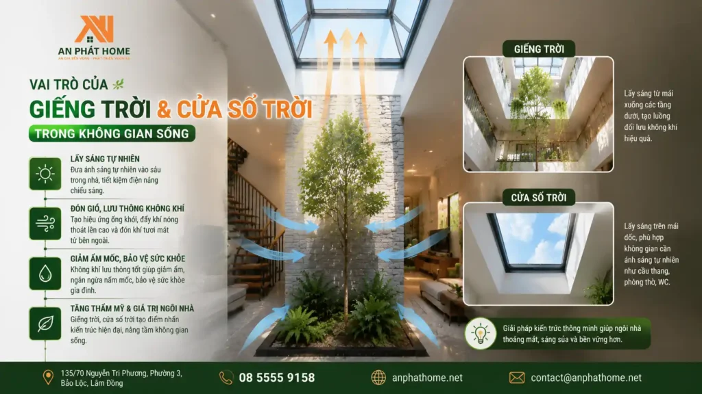 Vai trò cực kỳ quan trọng của cửa sổ trời và giếng trời trong ngôi nhà