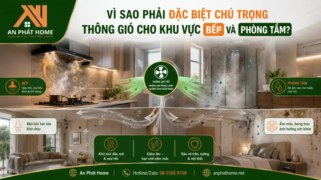 Vì sao nhà bếp và nhà vệ sinh là nơi rất cần bạn xử lý thông gió