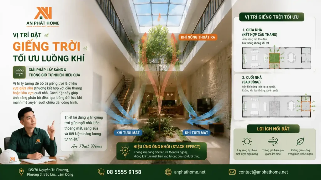 Vị trí tối ưu để bạn đặt giếng trời phù hợp