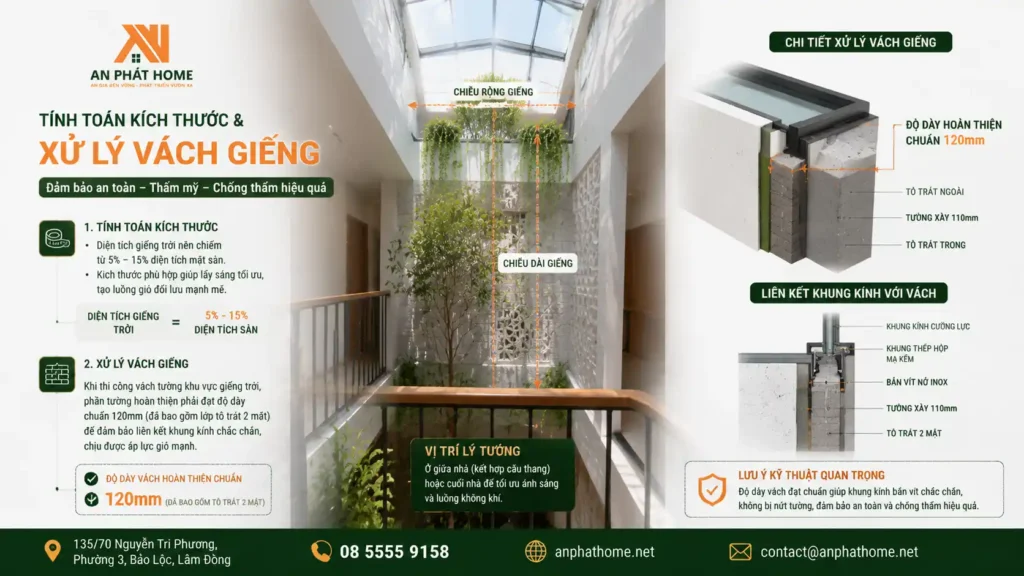 Xử lý vách nghiên giếng trời sao cho hợp lý