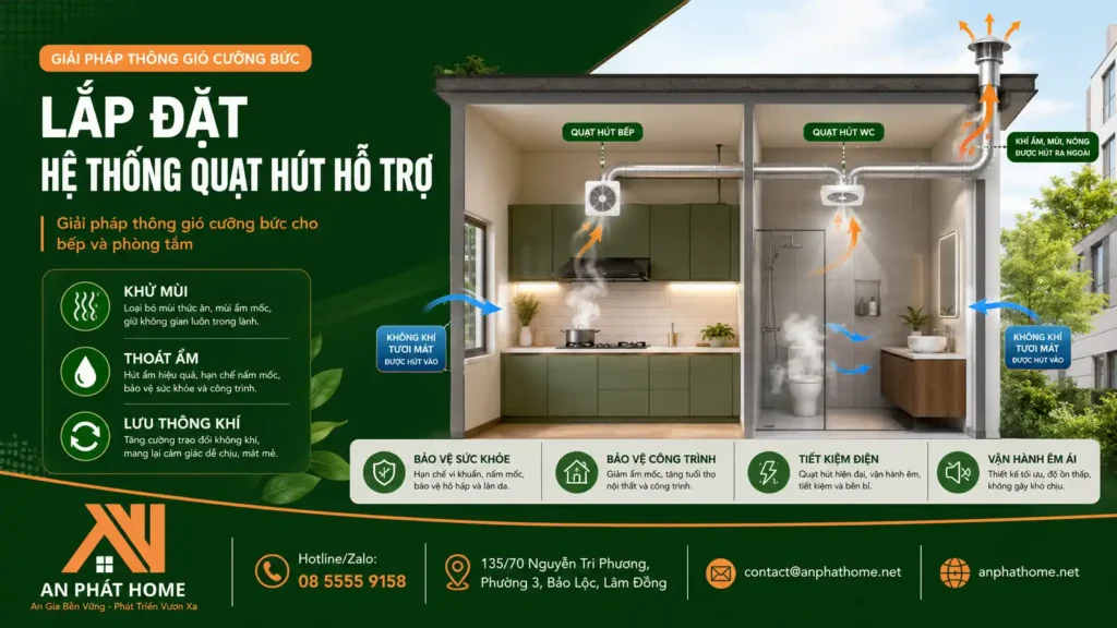 dùng hệ thống quạt để hút không khí bẩn ra ngoài