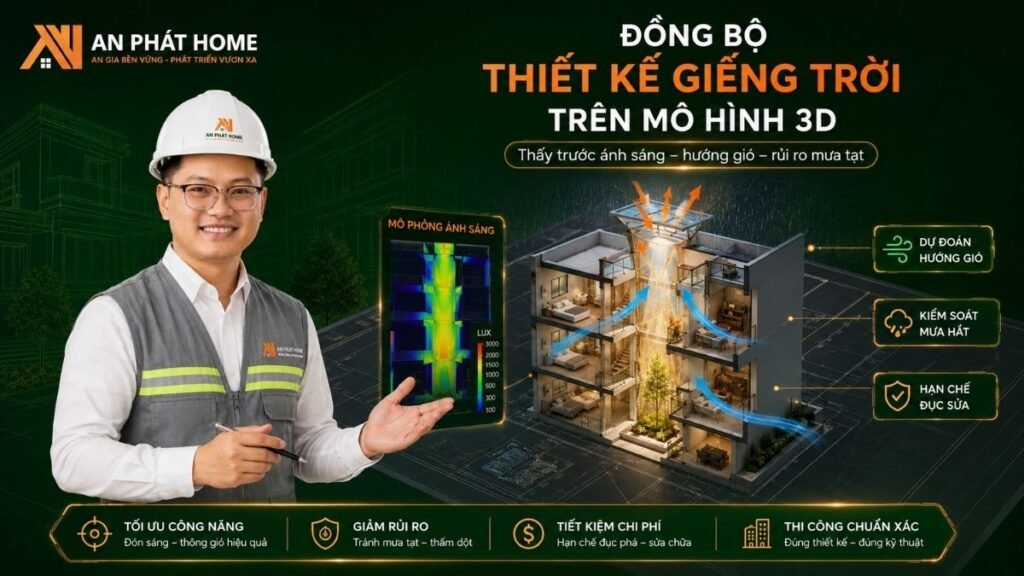 An Phát Home đồng bộ khách hàng thiết kế giếng trời ngay trên mô hình 3D