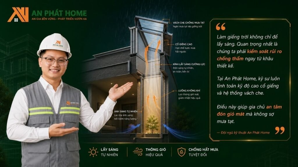 An Phát Home hiểu rằng giếng trời giúp khách hàng không chỉ là lấy sáng, mà còn là lá phổi của căn nhà