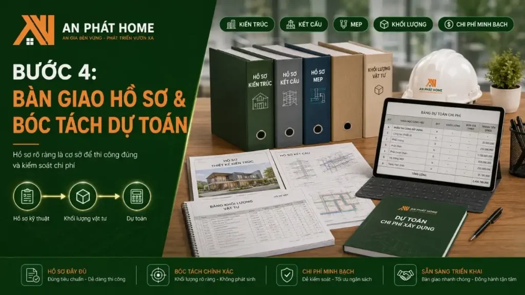 Bàn giao hồ sơ và bóc tách dự toán chi tiết cho chủ nhà