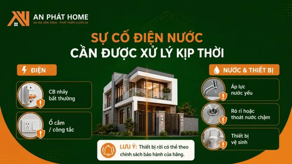 Các sự cố về điện nước cũng cần kiểm tra và xử lý kịp thời