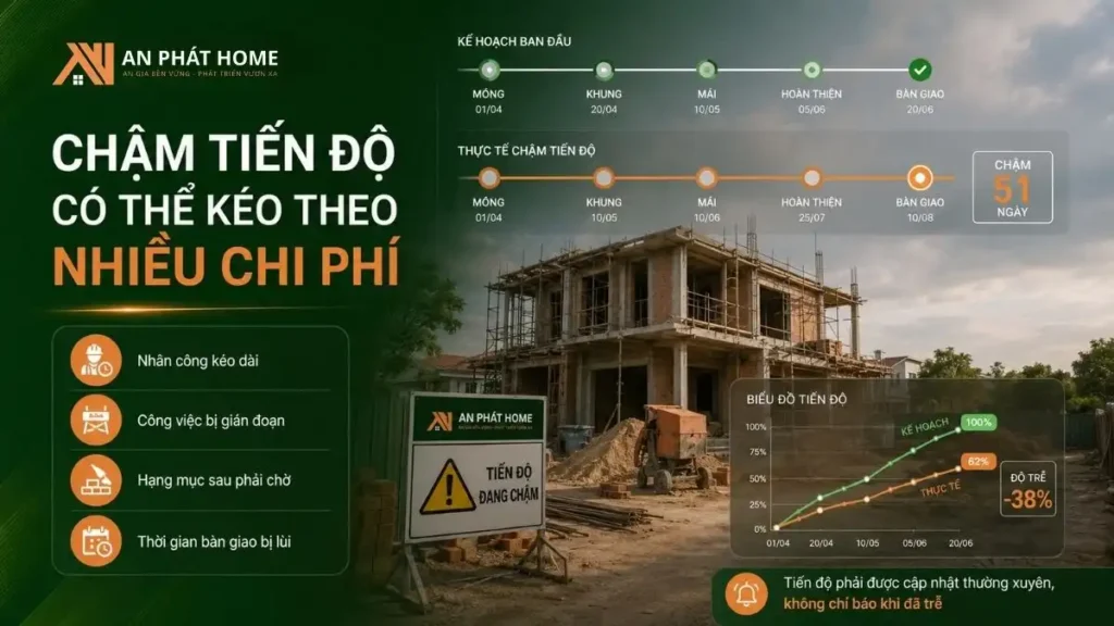 Chậm tiến độ có thể sẽ bị ảnh hưởng đến chi phí xây dựng