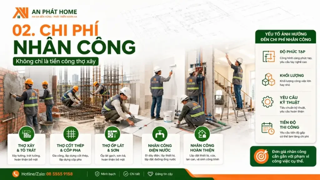 Chi phí nhân công cho một công trình cũng cần tách bạch cụ thể
