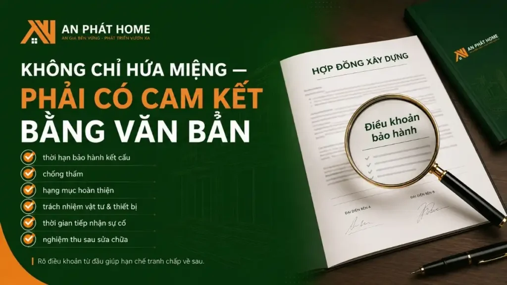 Chính sách bảo hành không chỉ là nói miệng nhưng là bằng văn bản rõ ràng