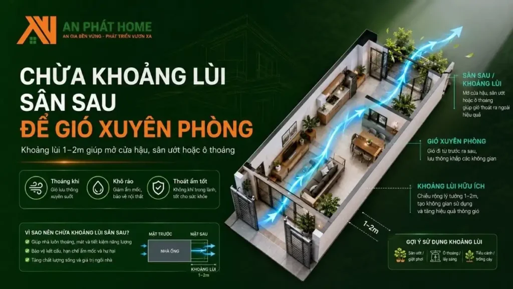 Chừa khoảng lùi sân sau để gió thông xuyên phòng cho khí lưu thông