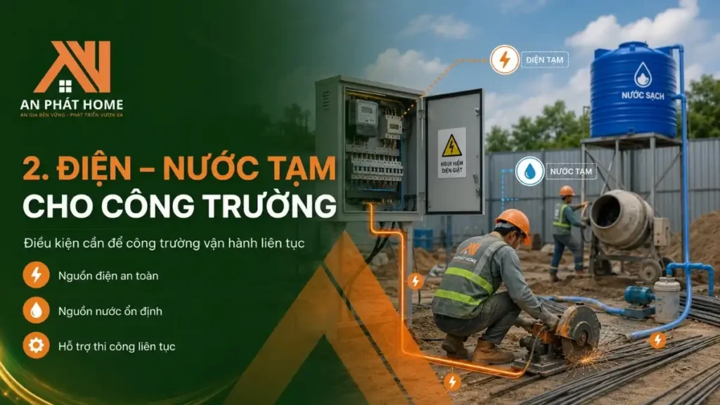 Điện nước tạm cho công trường xây dựng sử dụng