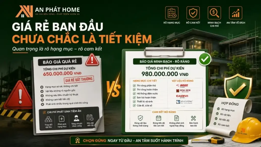 Giá rẻ ban đầu khi báo giá chưa chắc đã tiết kiệm khi xây dựng