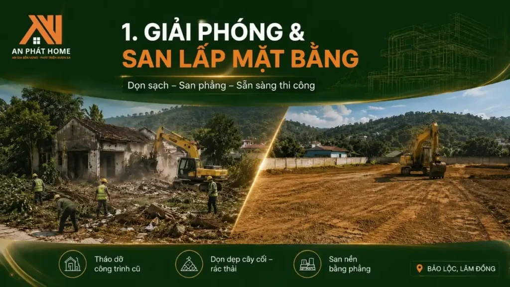 Giải phóng và san lấp mặt bằng trước khi xây dựng