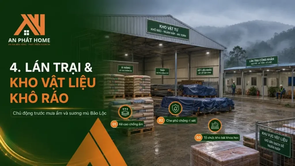Làm lán trại và kho vật liệu tạm thời cho khu vực xây dựng