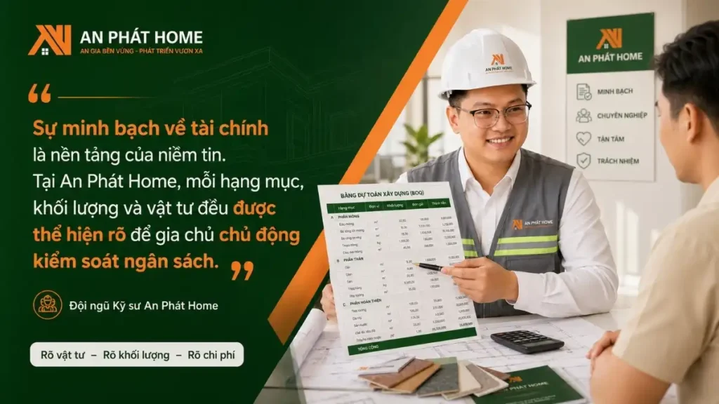 Minh bạch tài chính khi xây nhà giúp gia chủ chủ động quản lý được ngân sách