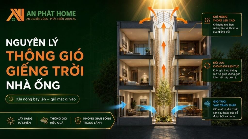 Nguyên lý thông gió giếng trời nhà ống được sử dụng phổ biến hiện nay