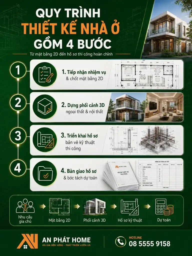 Quy trình thiết kế nhà ở với bước chuẩn được áp dụng tại An Phát Home