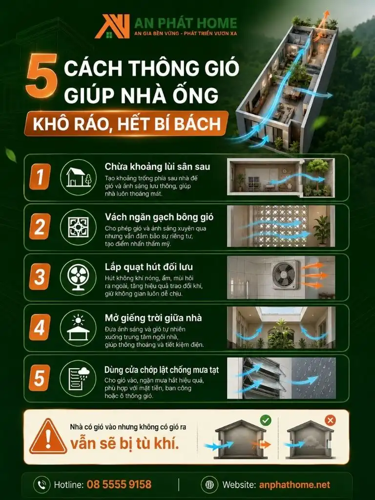 Sơ lược 5 cách thông gió cho nhà ống luôn thoáng và khô ráo