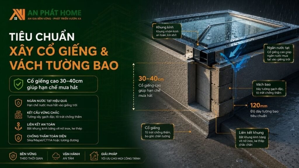 Tiêu chuẩn xây cổ giếng trời và vách tường bao giếng chuẩn
