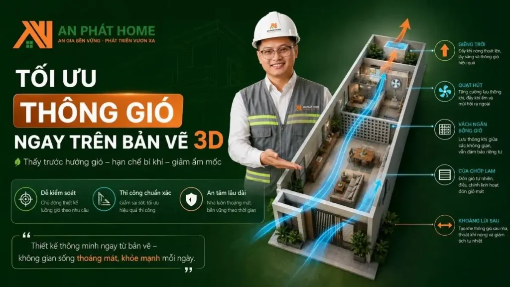 Tối ưu hệ thống thông gió ngay trên bản vẽ 3D giúp khách hàng yên tâm căn nhà luôn được thông thoáng
