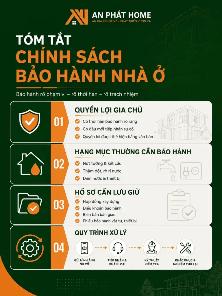 Tóm tắt sơ lược về chính sách bảo hành nhà ở tại An Phát Home