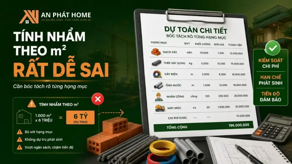 Việc tính nhẩm theo m2 rất dễ khiến việc tính toán chi phí xây nhà bị sai