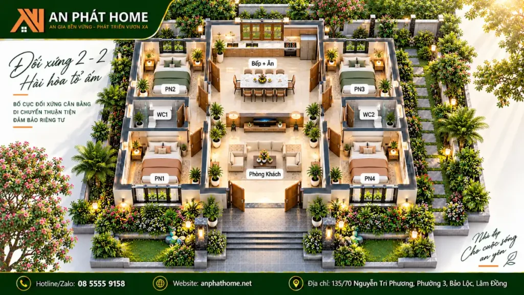 2 phòng người lớn + 2 phòng con