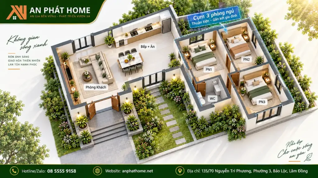 3 phòng ngủ cùng một cụm