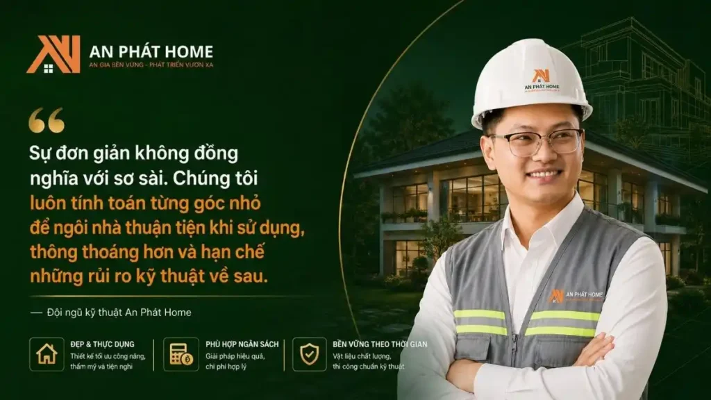 An Phát Home chú trọng từng mét vuông khi thiết kế nhà cấp 4 đơn giản ở nông thôn, từ công năng, ánh sáng đến khả năng thông gió và sử dụng lâu dài