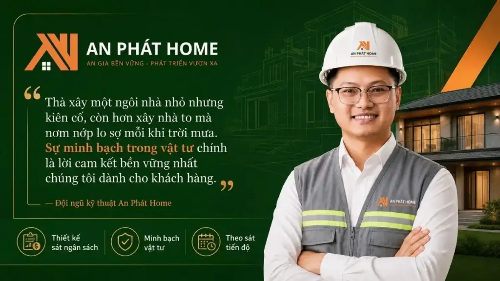 An Phát Home ưu tiên xây nhà vừa ngân sách nhưng phải kiên cố, minh bạch vật tư và kiểm soát rõ từng hạng mục thi công