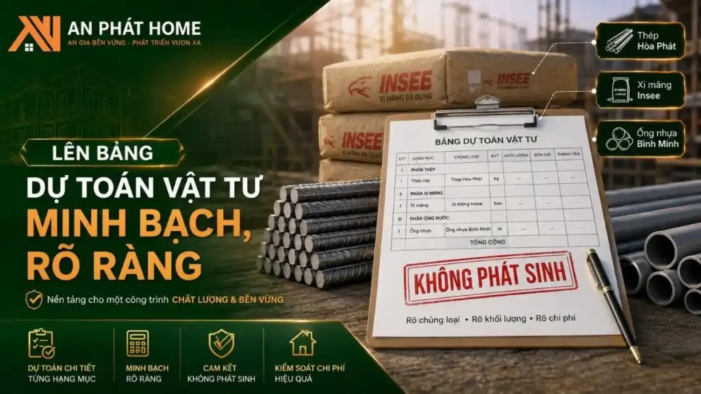 Dự toán vật tư minh bạch giúp kiểm soát chi phí xây nhà cấp 4