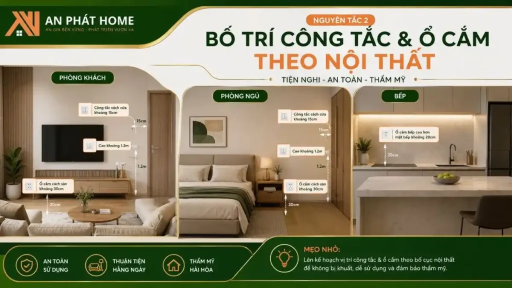 Bố trí ổ cắm điện nhà cấp 4 theo nội thất hợp lý
