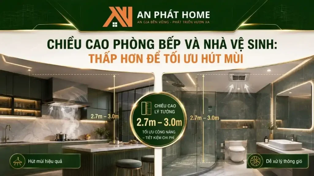 Chiều cao bếp và nhà vệ sinh nhà cấp 4 tối ưu hút mùi