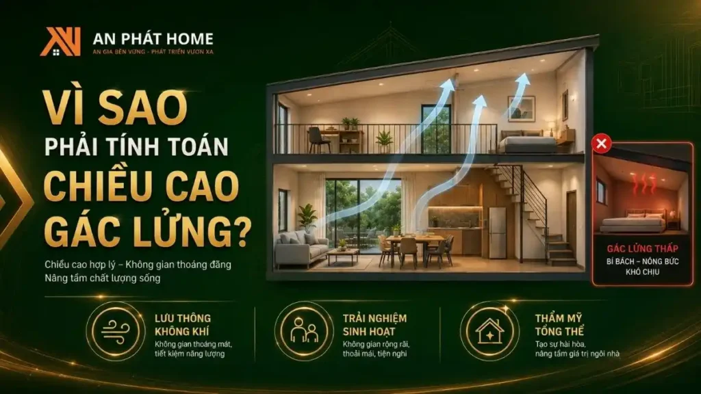Chiều cao nhà gác lửng ảnh hưởng không gian sinh hoạt