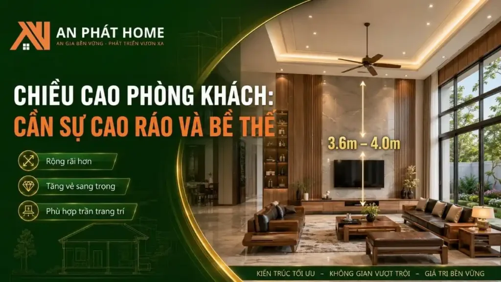 Chiều cao phòng khách nhà cấp 4 tạo không gian thoáng