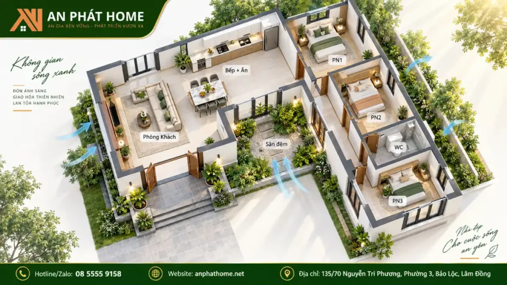 Chữ L cơ bản 3 phòng ngủ