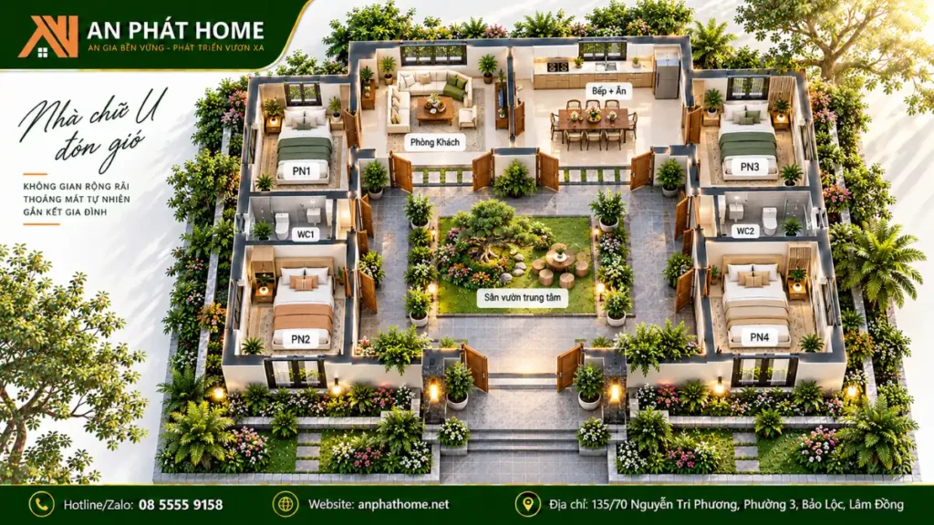 Chữ U cơ bản 4 phòng ngủ