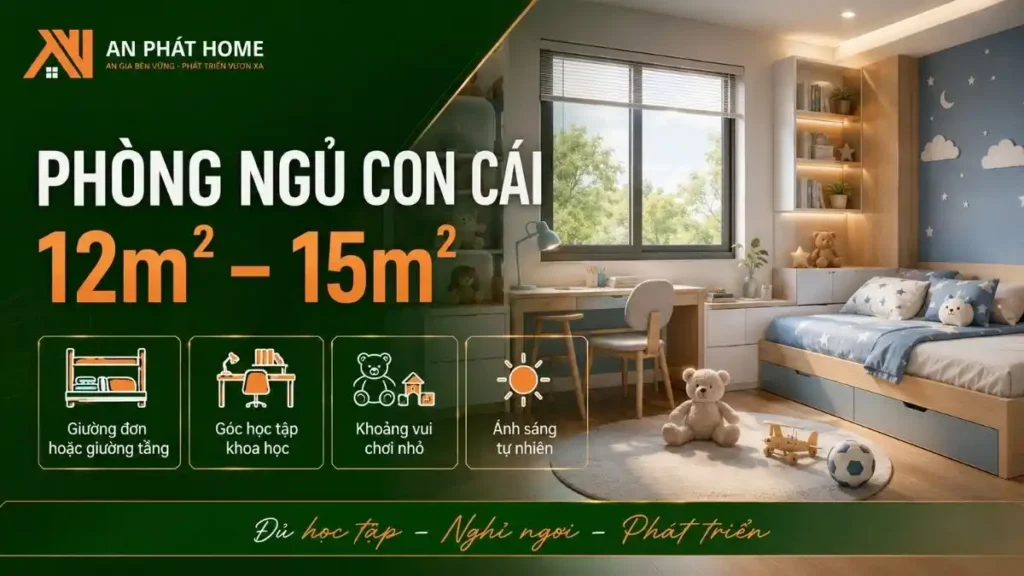 Diện tích phòng ngủ trẻ em nhà cấp 4 phù hợp 12-15m2