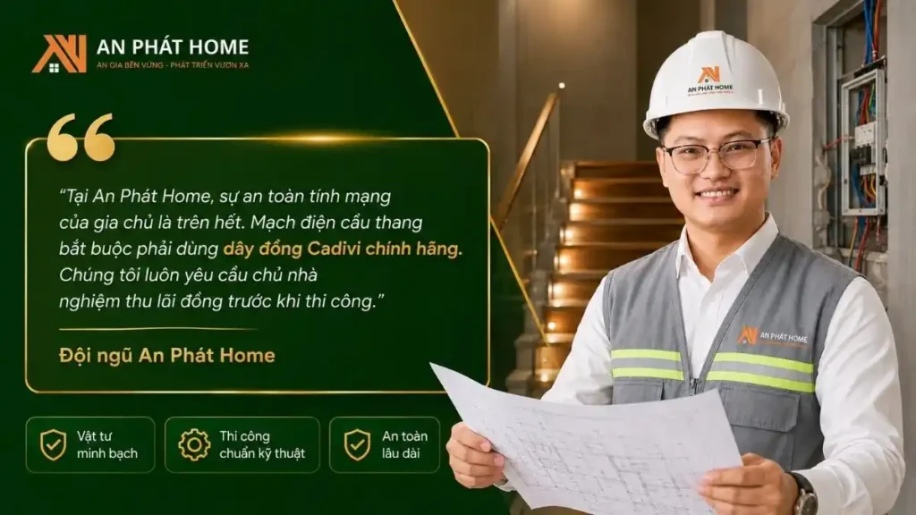 Giải pháp thi công mạch điện cầu thang An Phát Home